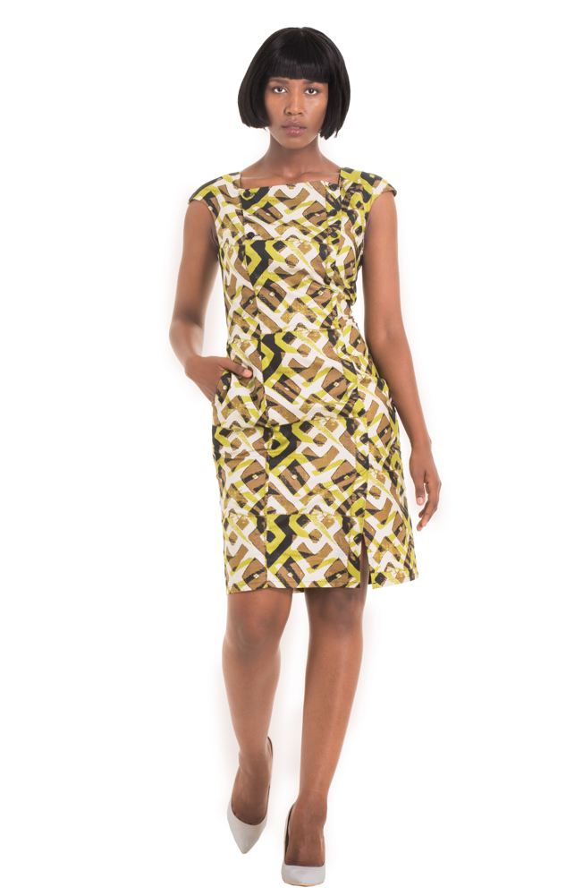 African Print Dress Remix - Brown