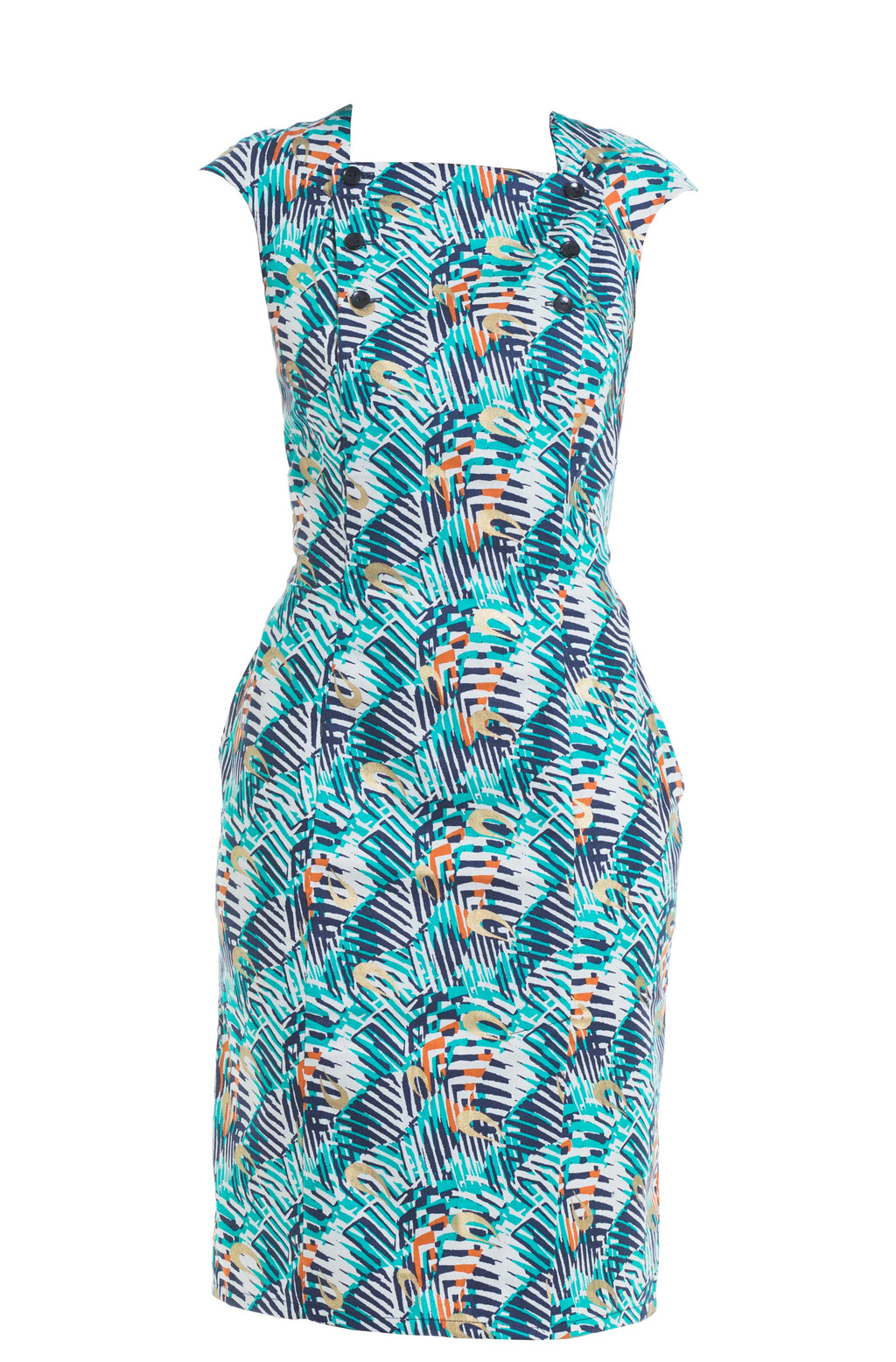 African Print Dress Remix - Teal