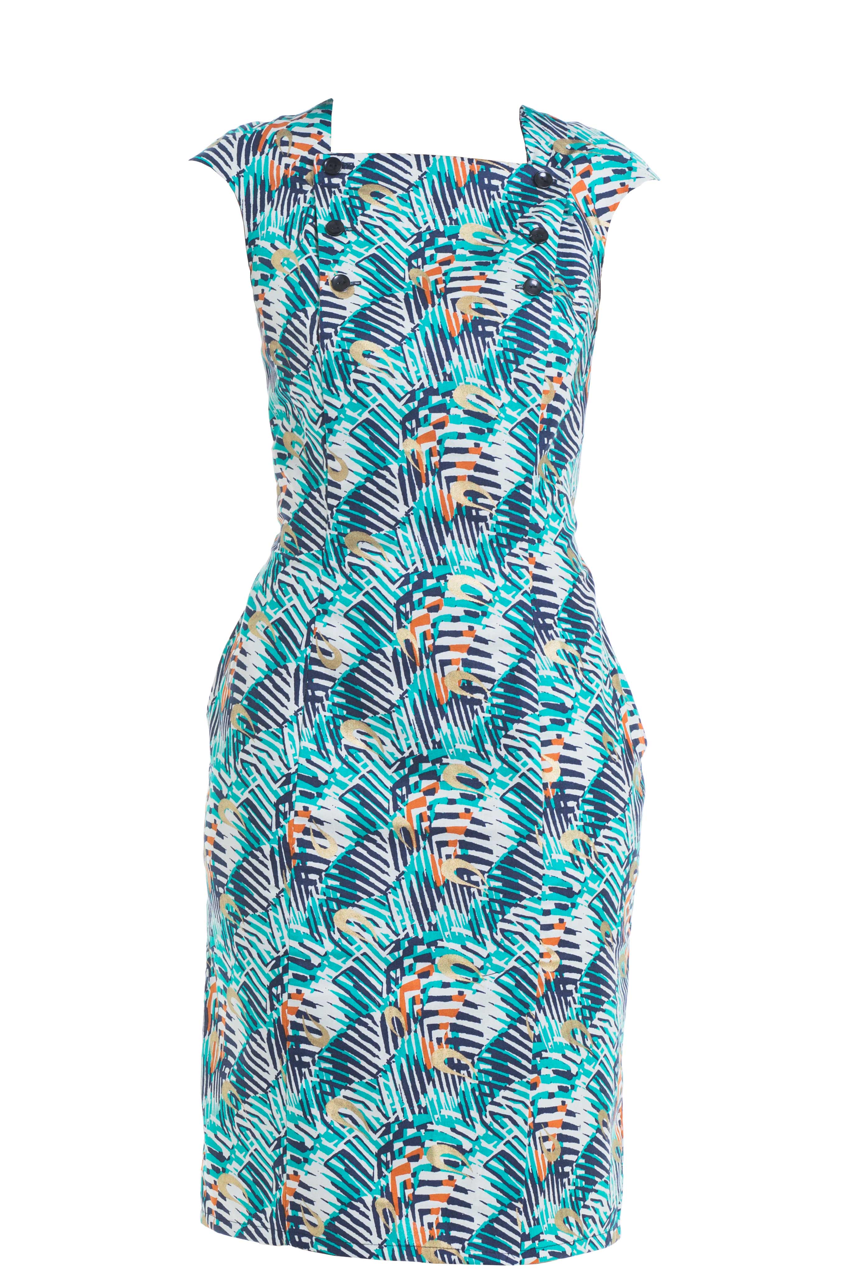 African Print Dress Remix - Teal