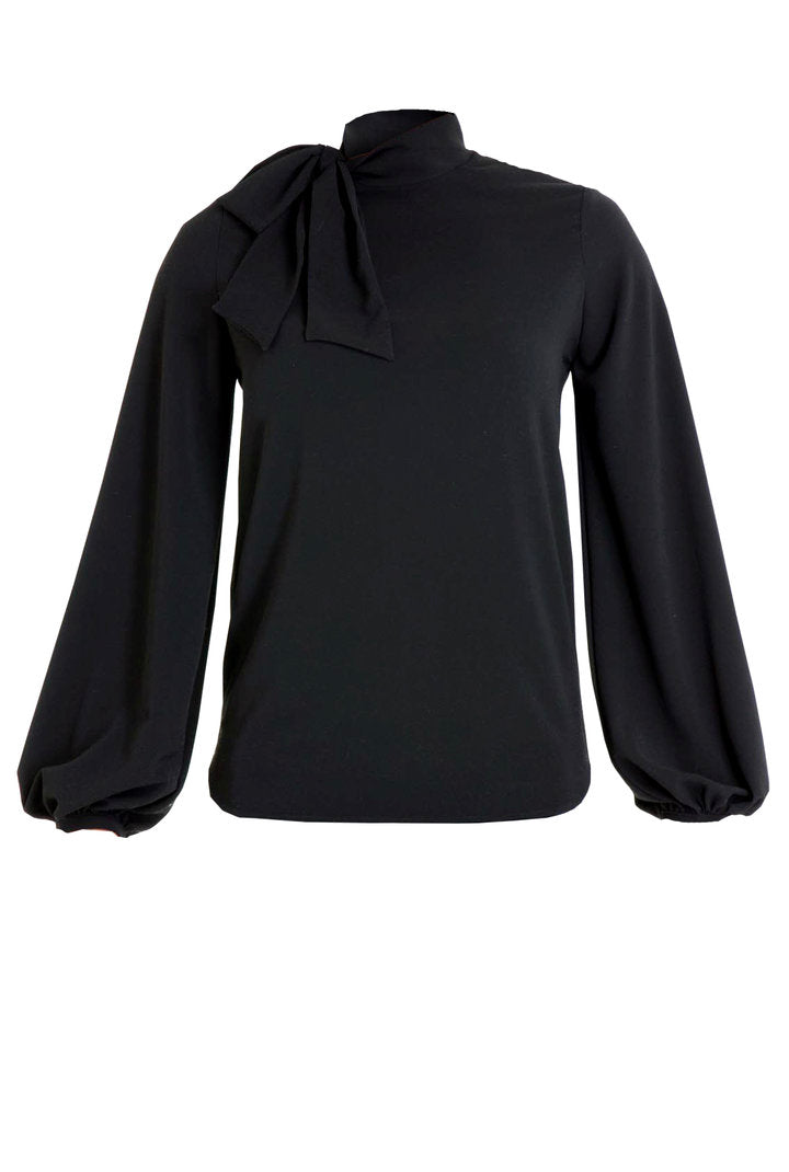 Owari Pussy Bow Top - Black