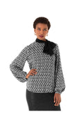 Owari Pussy Bow Top - Grey